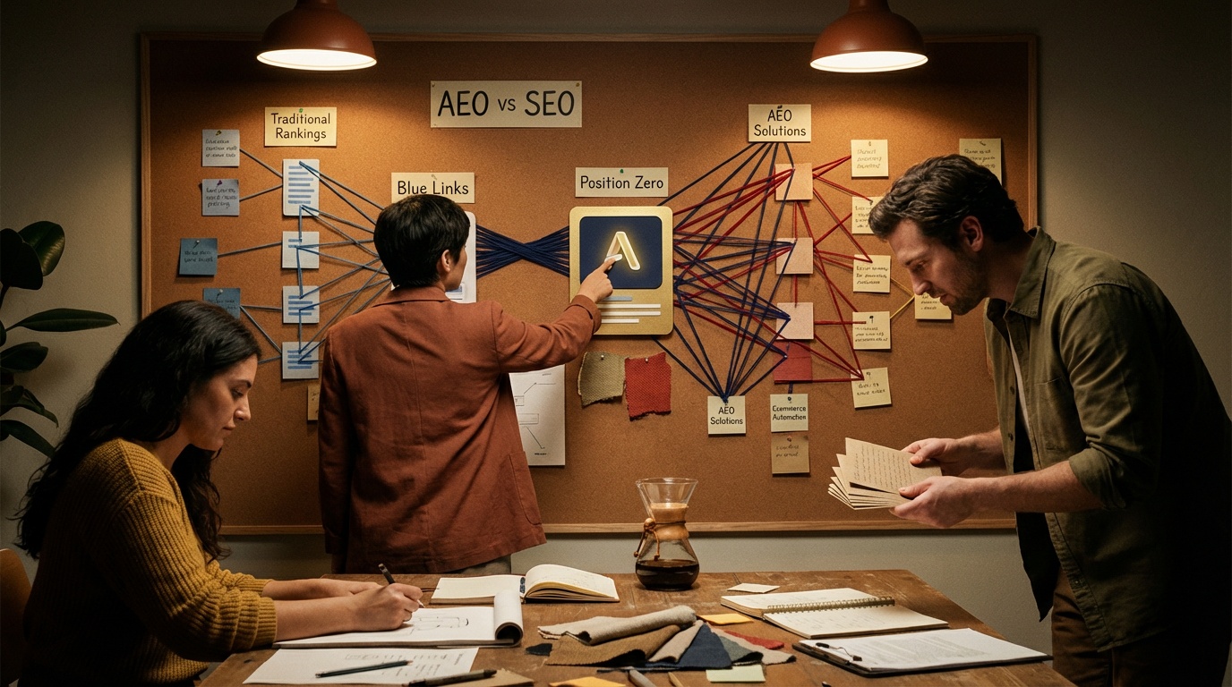 Comparison of automated AEO solutions versus traditional SEO for ecommerce brands