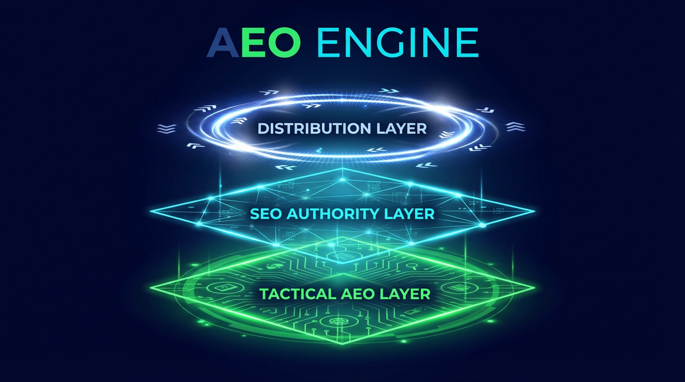 Three-layer AEO stack visualization