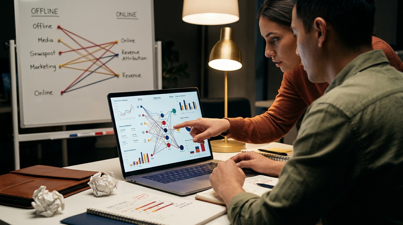Dashboard showing AEO platform ROI measurement with citation tracking and revenue attribution data