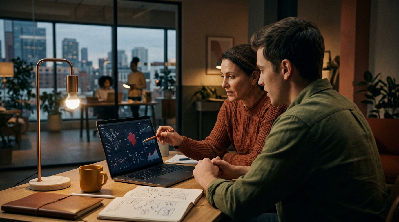 A brand strategist mapping out a 100-day AI citation growth sprint on a whiteboard