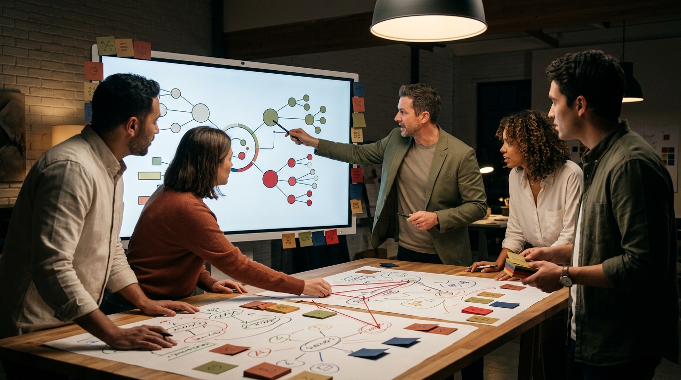 Diagram showing how large language models generate answers from indexed and community content