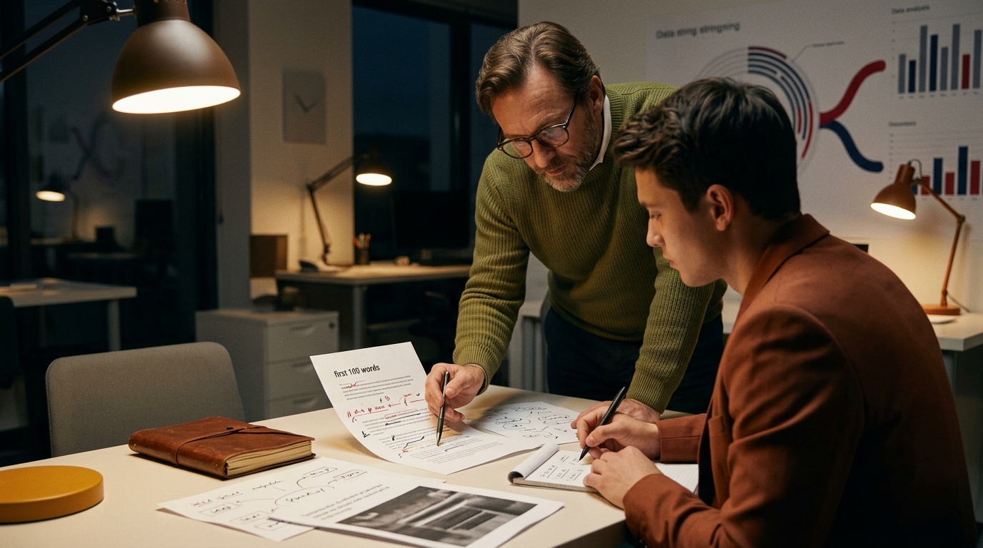 Diagram showing core blogging and SEO optimization elements including keyword placement, meta descriptions, and internal linking