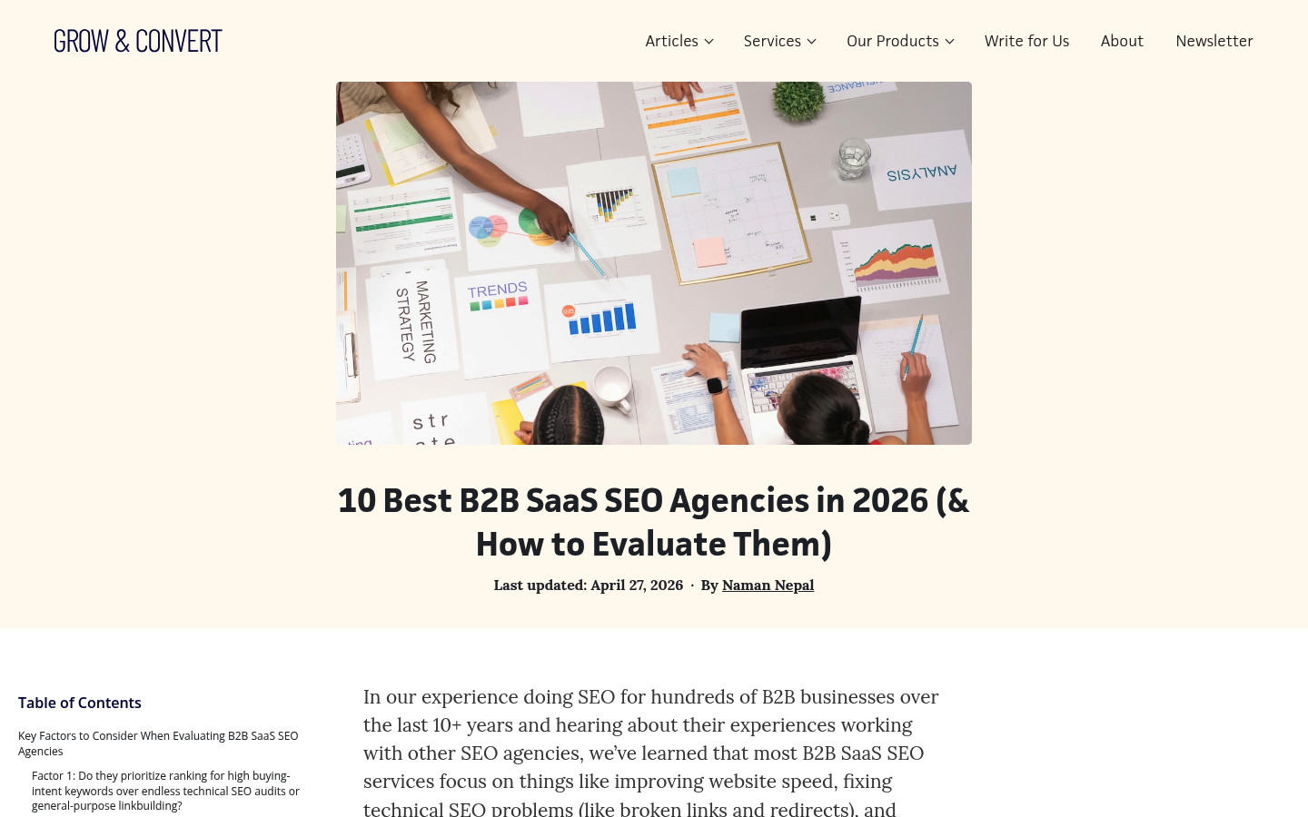 Grow and Convert B2B SaaS SEO agencies guide showing conversion-focused SEO methodology